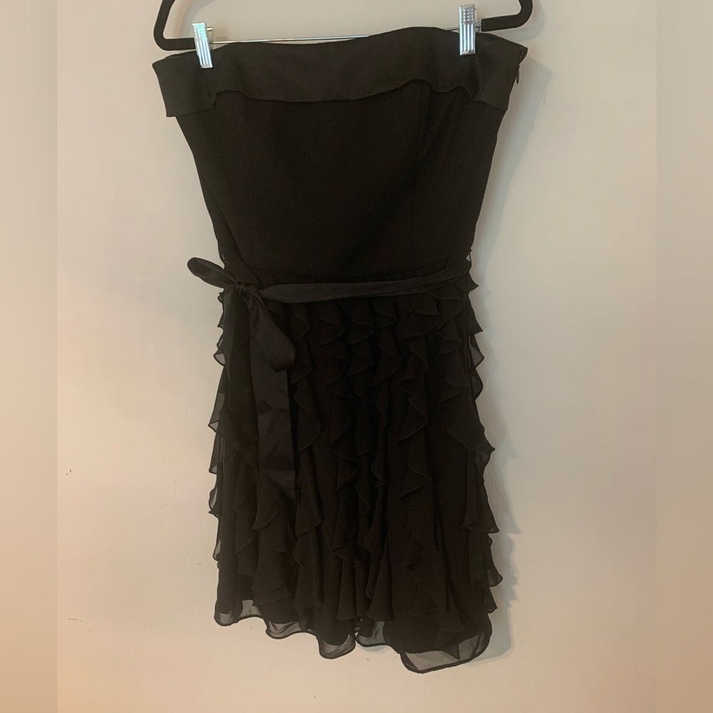 White House Black Market Black Strapless Ruffle Dress Sz 14 NWOT Whimsigoth - Picture 4 of 7
